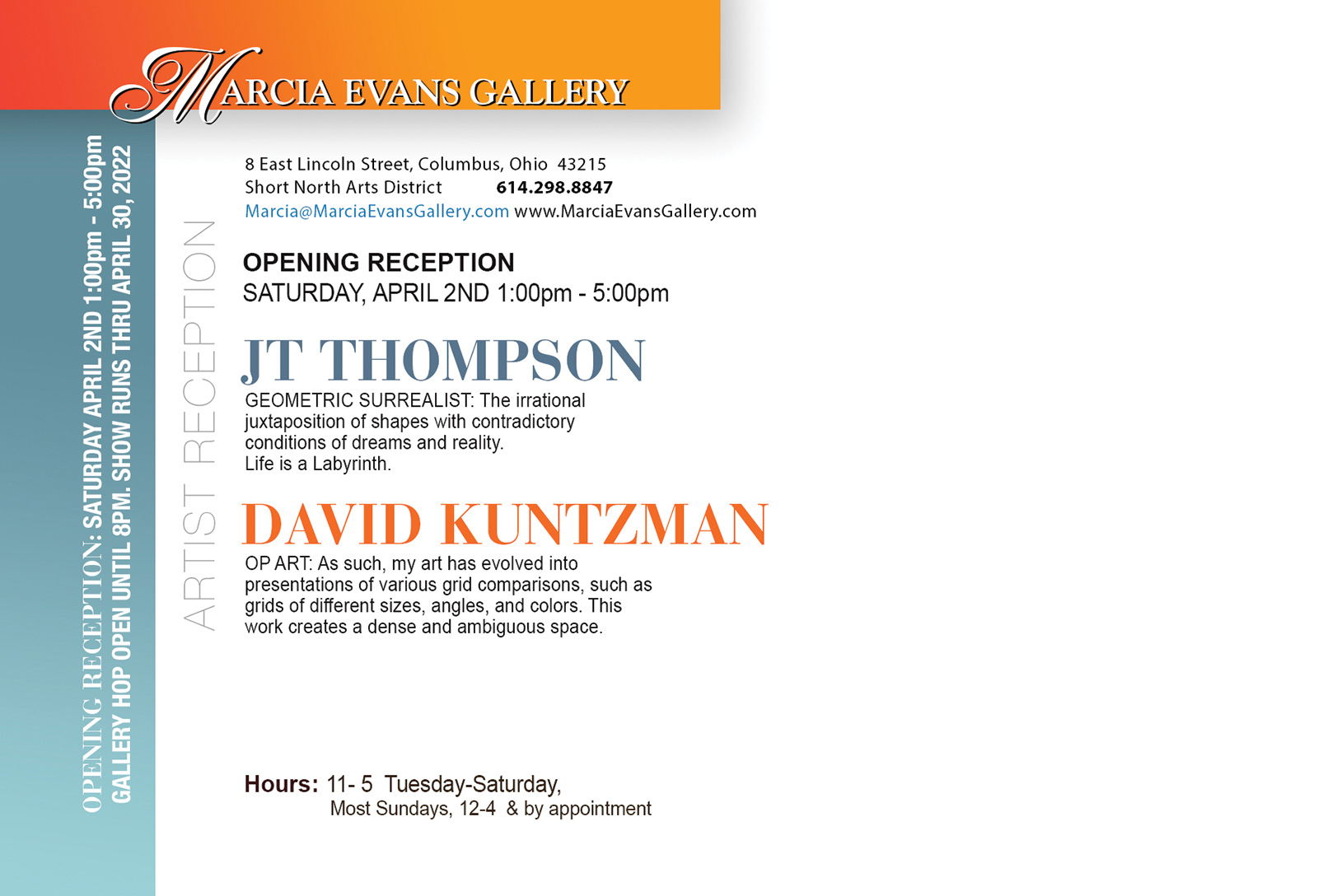Artist Reception: JT Thompson & David Kuntzman - Back Postcard