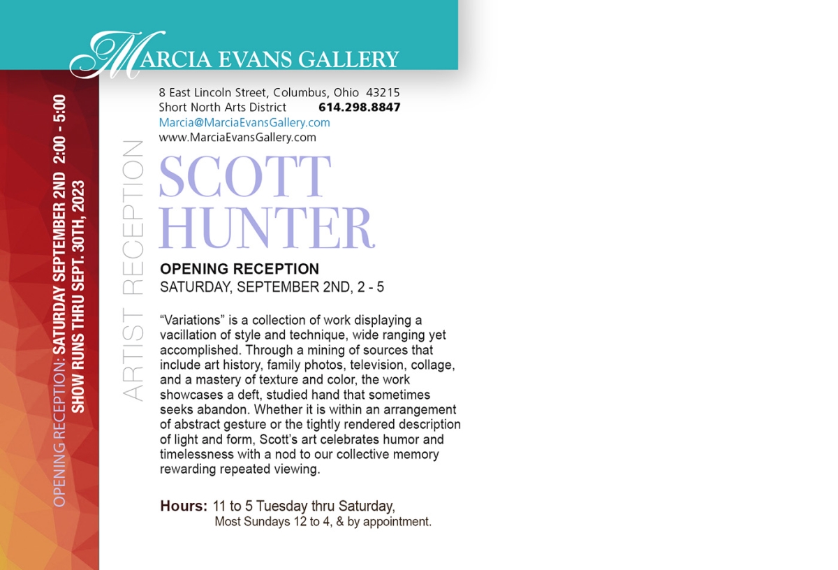 Scott Hunter Variations Postcard Announcement — Back of Card of Card